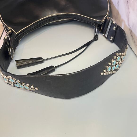 Steve Madden Black Hobo Shoulder Bag – Embellished Rhinestone Shoulder Strap - Picture 10 of 11